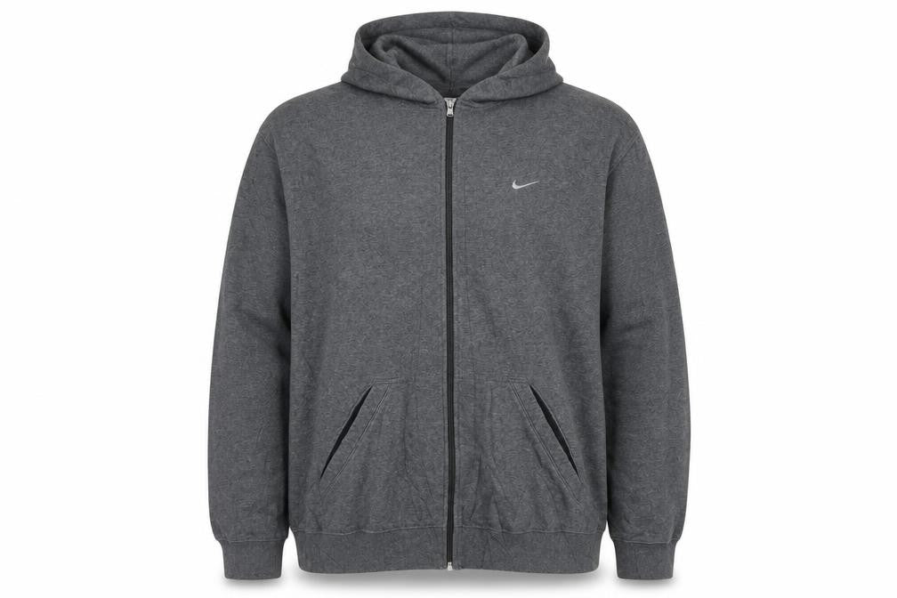 Nike Men’s Grey XL Full Zip Hooded Logo Fleece Hoodie