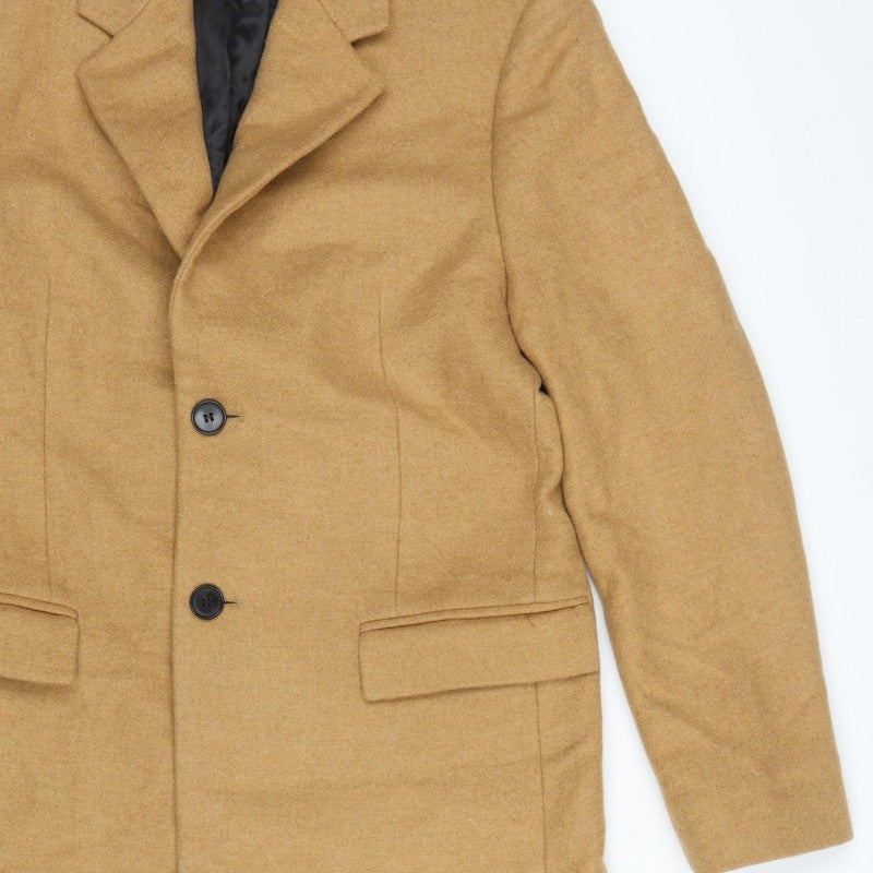 Zara Women Brown Wool Blend Long Overcoat Size M Classic Button Coat