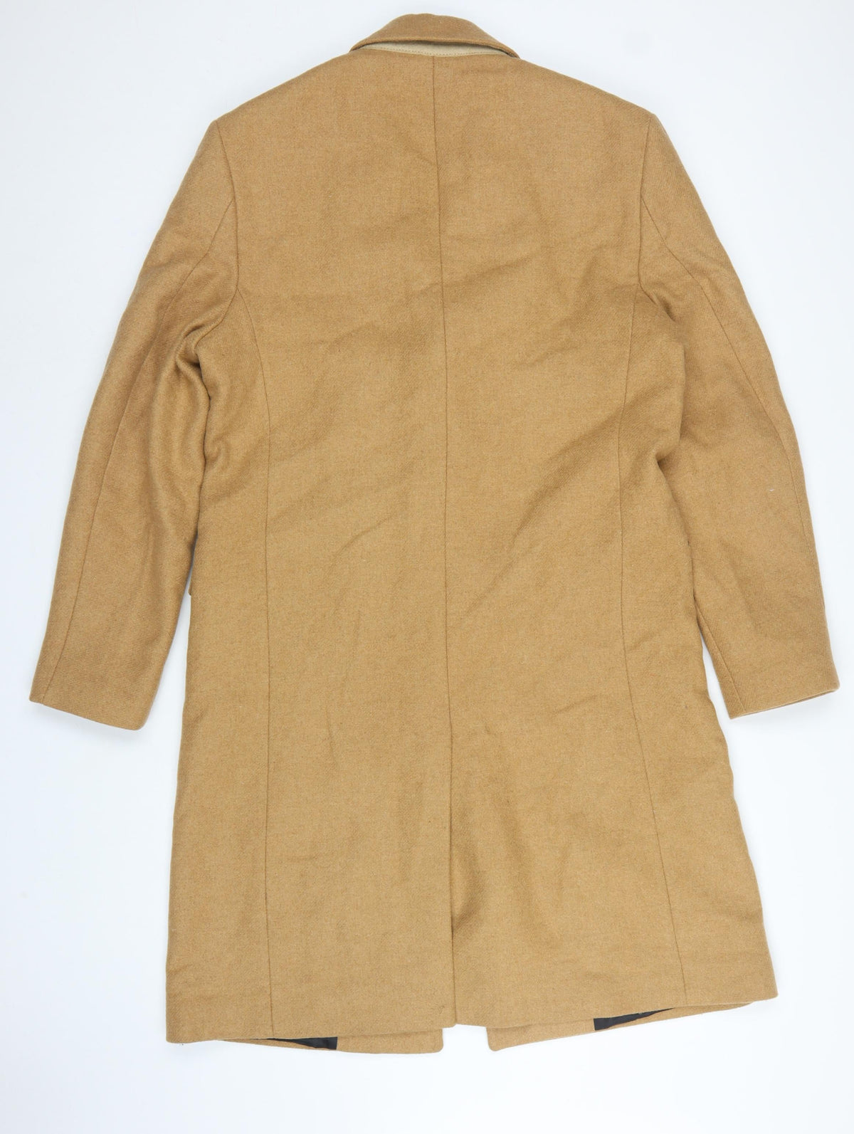 Zara Women Brown Wool Blend Long Overcoat Size M Classic Button Coat