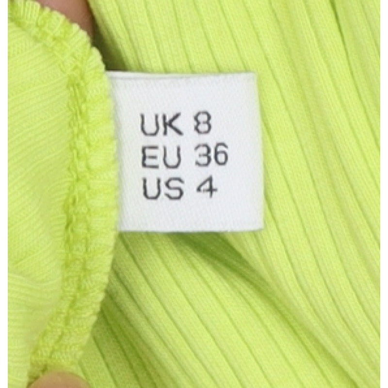 Collusion Women Yellow UK 8 Bodycon Ribbed Backless Mock Neck Dress