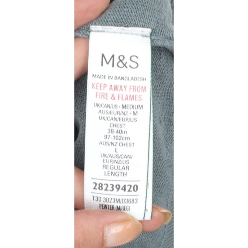 Additional view of Marks and Spencer Men’s Grey M V-Neck Pure Cotton jumper