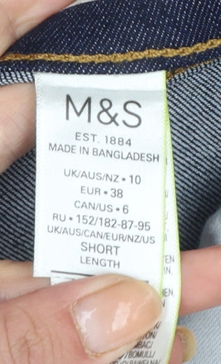 Marks & Spencer Women's Blue UK 10 Short Harper Cigarette Jeans