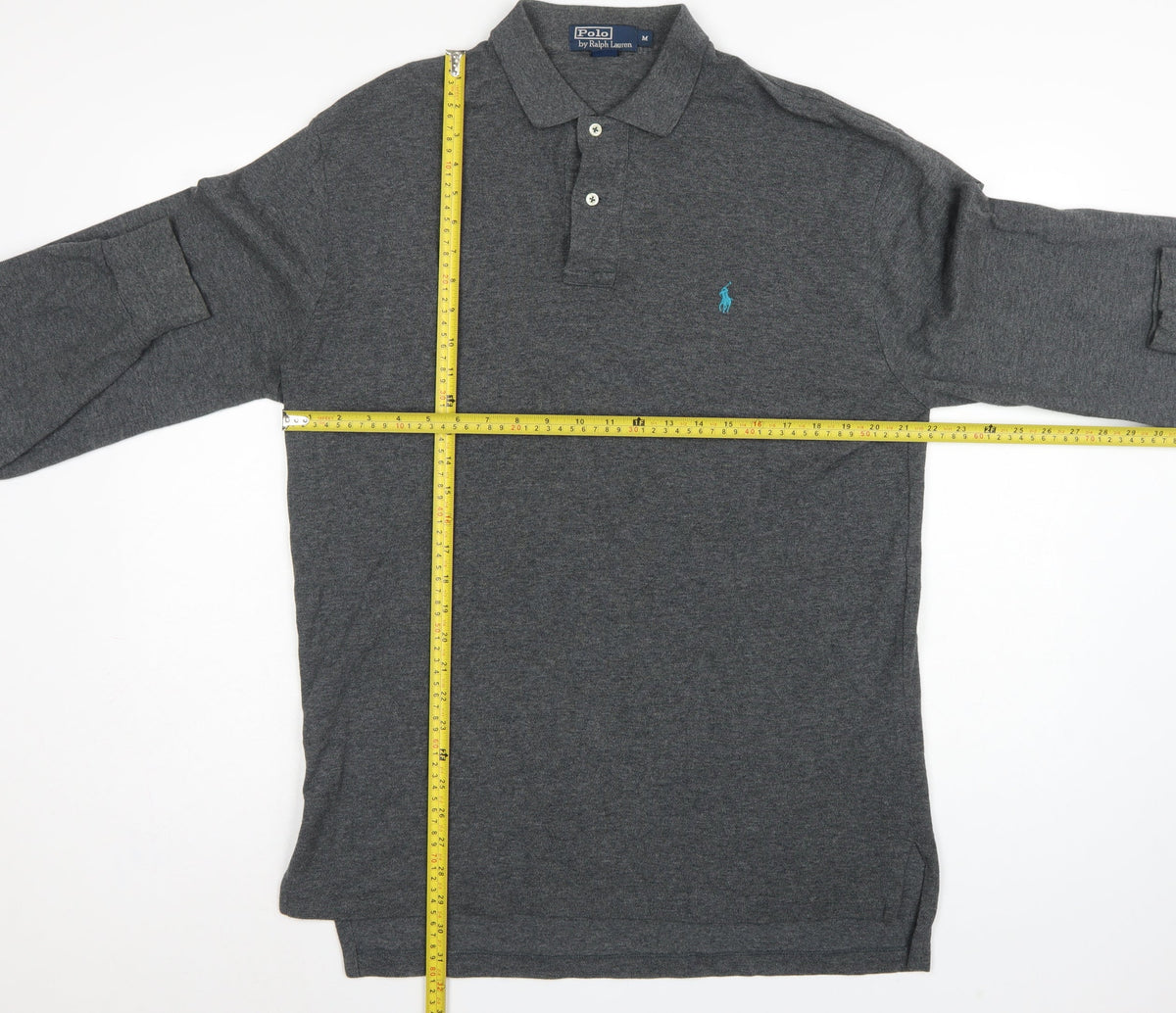 Polo Ralph Lauren Men's Grey M Long Sleeve Embroidered Logo Polo Shirt