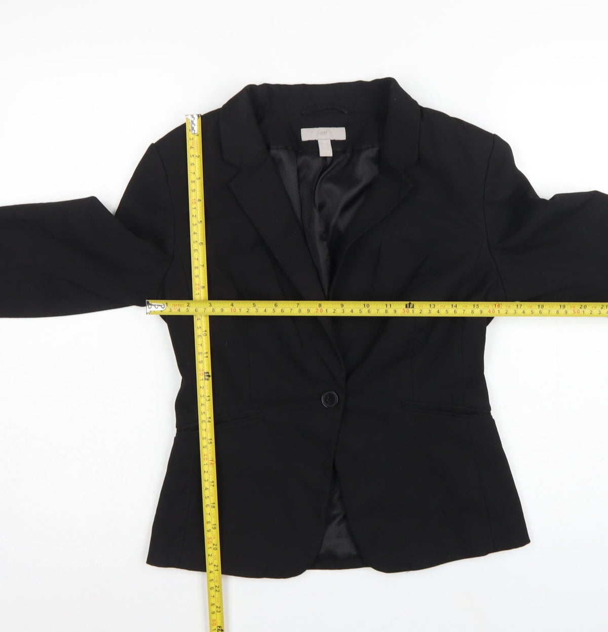 H&M Women Black UK 10 Tailored Single-Breasted Lined Blazer