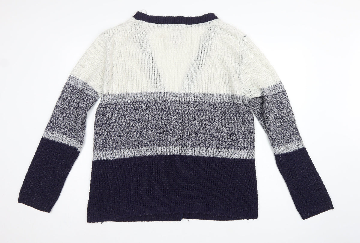 Soulcal & Co Women’s Blue Ivory Cable Knit Open Cardigan Size 14
