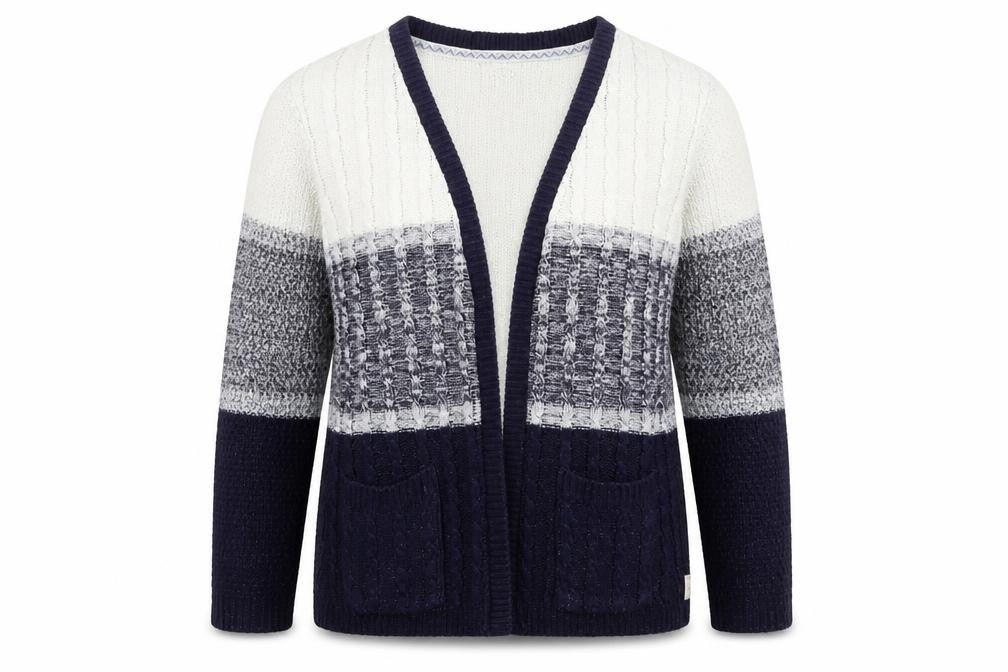 Soulcal & Co Women’s Blue Ivory Cable Knit Open Cardigan Size 14