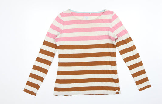 Boden Women’s Multicoloured Striped Cotton Jersey Long Sleeve Top UK 12