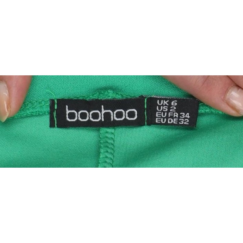 Boohoo Women’s Green High Rise Pleated Shorts UK 6 Pockets