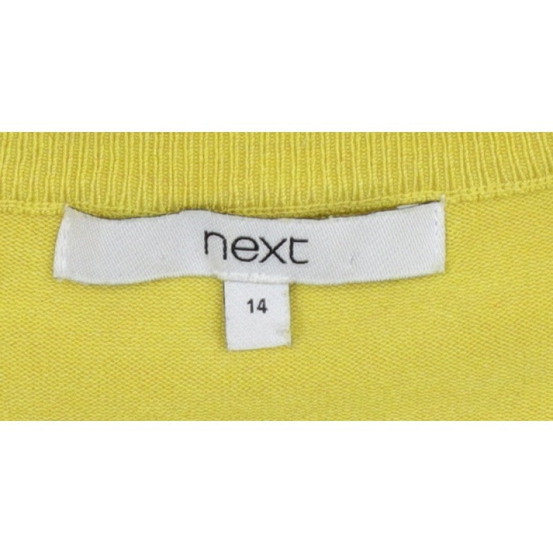 Next Women Yellow Size 14 Round Neck Button Pocket Knit Cardigan