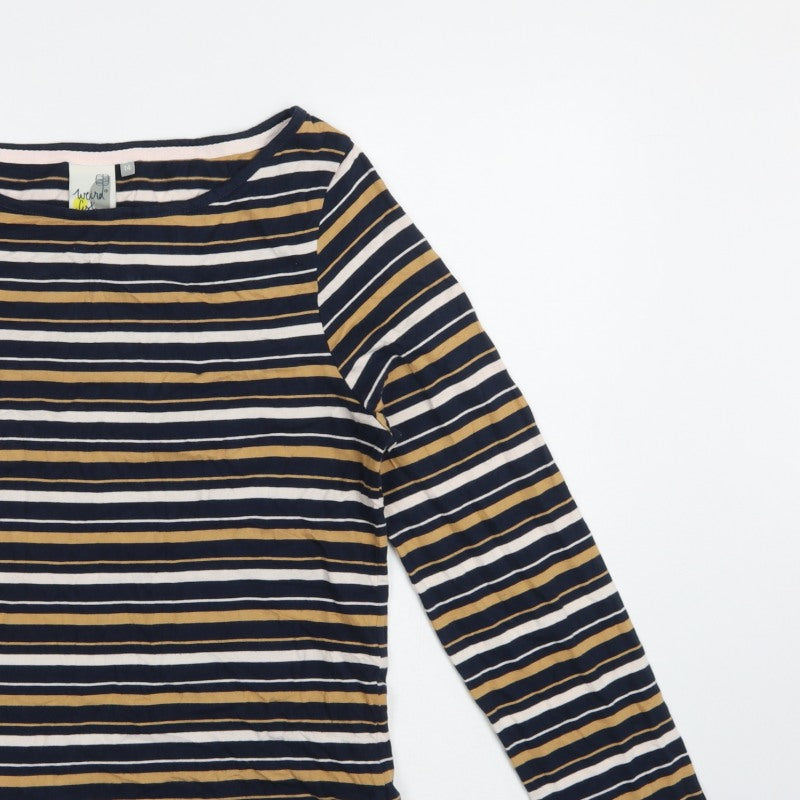 Weird Fish Women’s Multicoloured Stripe Cotton Jersey Top UK 14