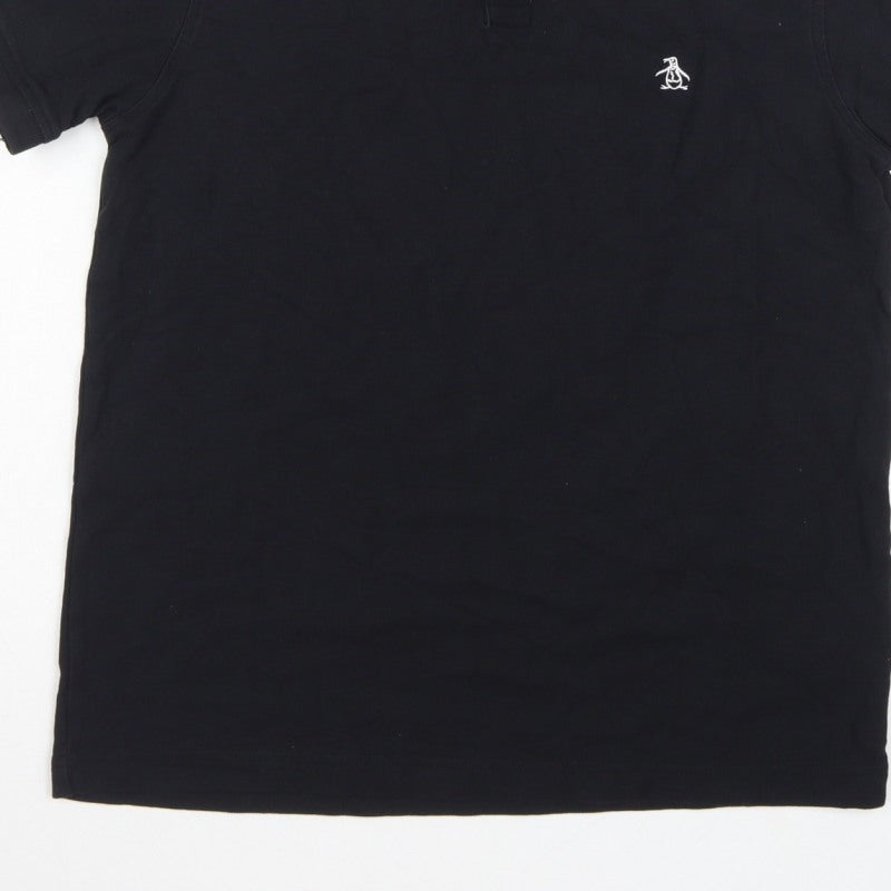 Original Penguin Men’s Black S Cotton Logo Short Sleeve Polo Shirt