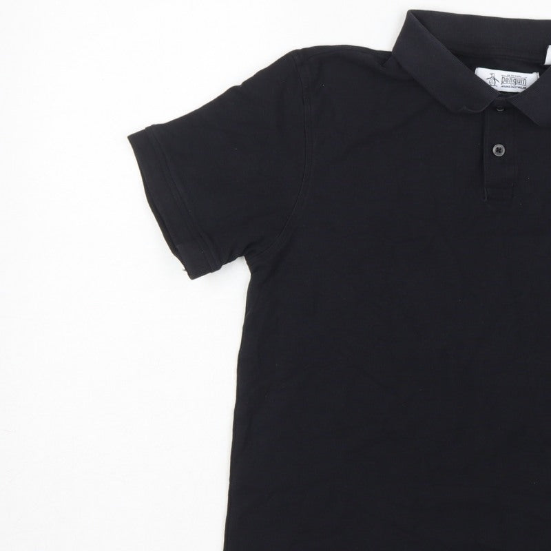 Original Penguin Men’s Black S Cotton Logo Short Sleeve Polo Shirt