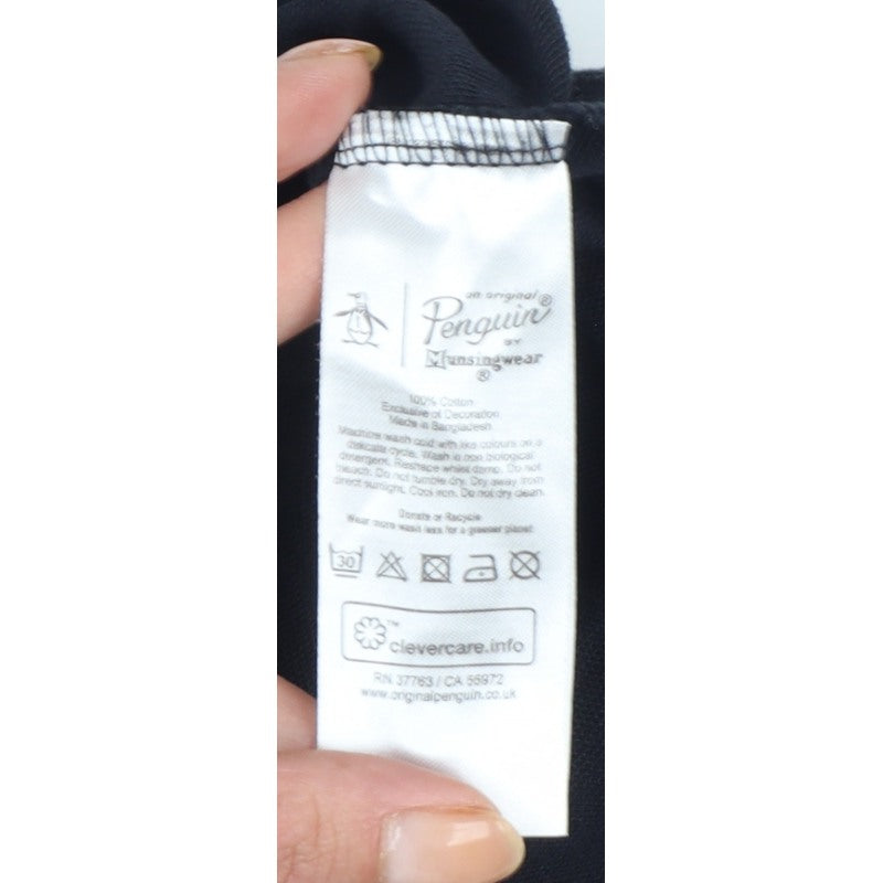 Original Penguin Men’s Black S Cotton Logo Short Sleeve Polo Shirt
