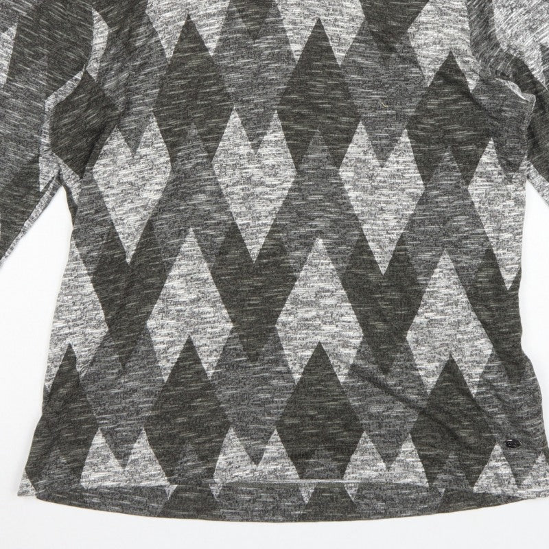 TIGI Women Grey Argyle Cowl Neck Knit Tunic Top UK 14/16