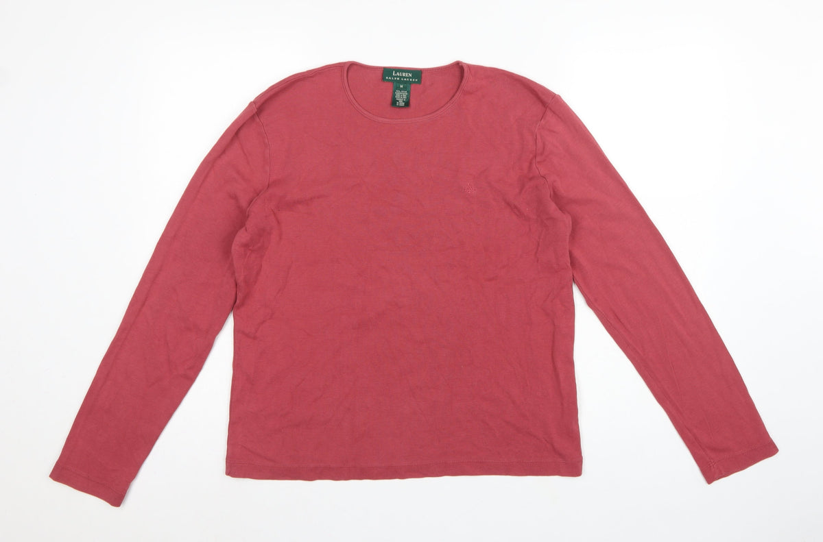 Lauren Ralph Lauren Women's Pink M Basic Cotton Long Sleeve T-Shirt