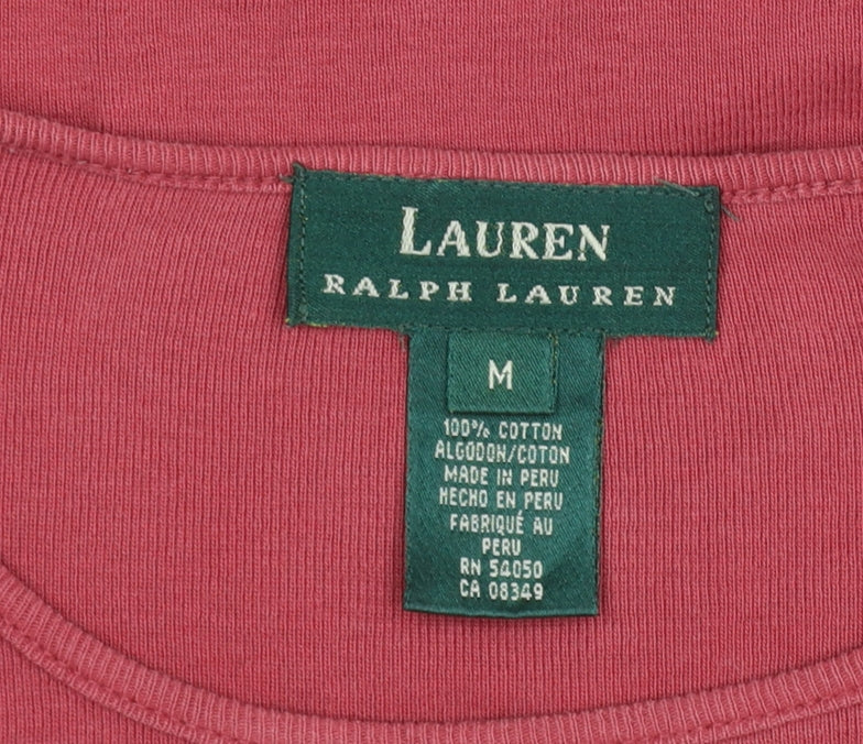 Lauren Ralph Lauren Women's Pink M Basic Cotton Long Sleeve T-Shirt