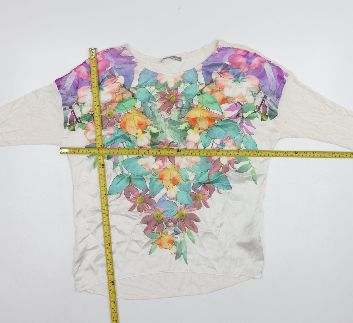 Marks & Spencer Women Ivory Floral 3/4 Sleeve Tunic Blouse UK 10