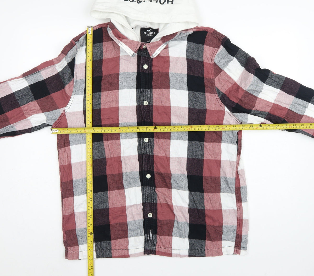 Hollister Men’s XL Multicolour Plaid Hooded Button-Up Shirt