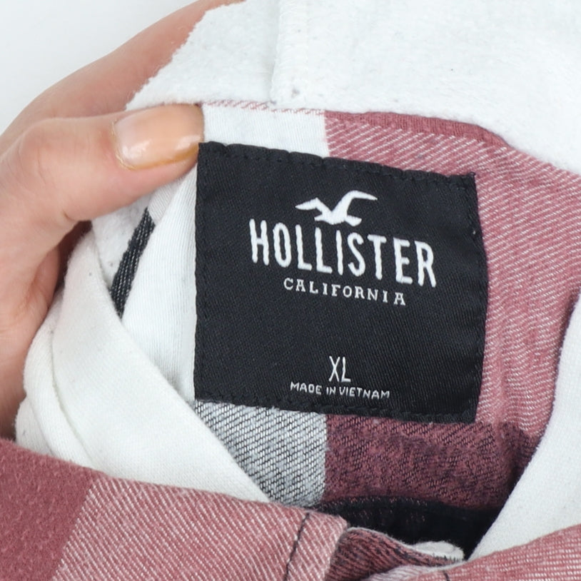 Hollister Men’s XL Multicolour Plaid Hooded Button-Up Shirt