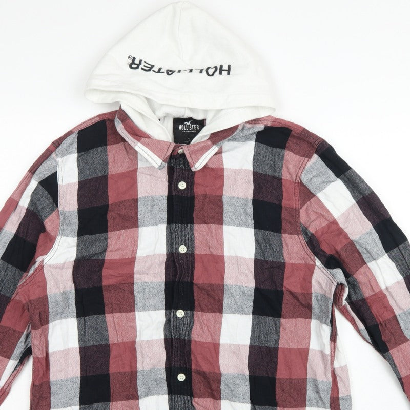Hollister Men’s XL Multicolour Plaid Hooded Button-Up Shirt
