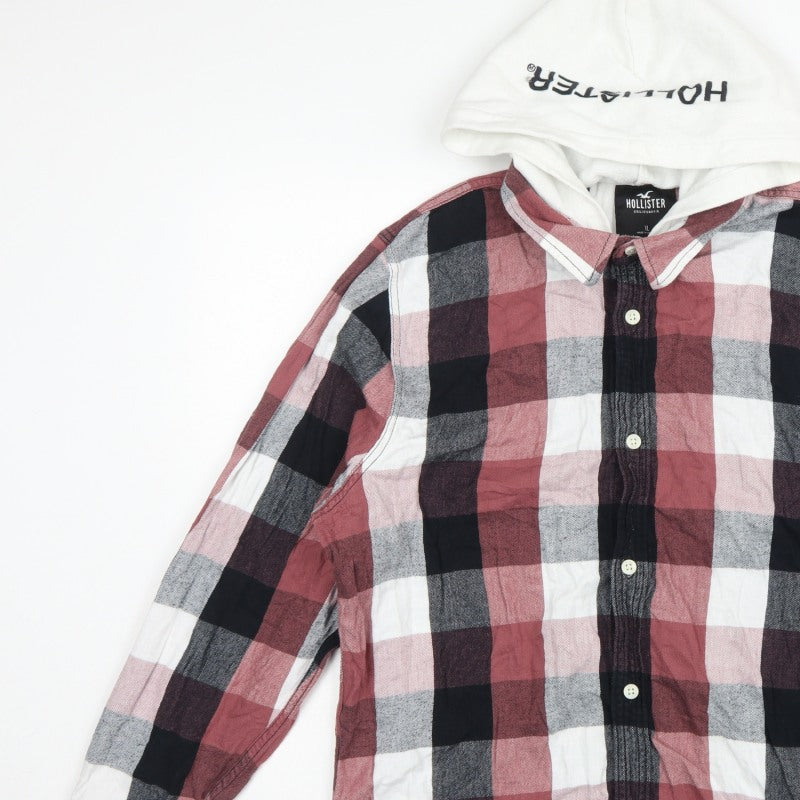 Hollister Men’s XL Multicolour Plaid Hooded Button-Up Shirt