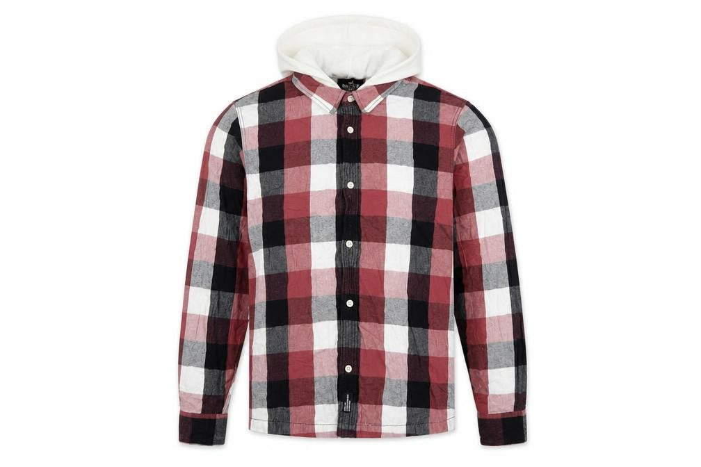 Hollister Men’s XL Multicolour Plaid Hooded Button-Up Shirt