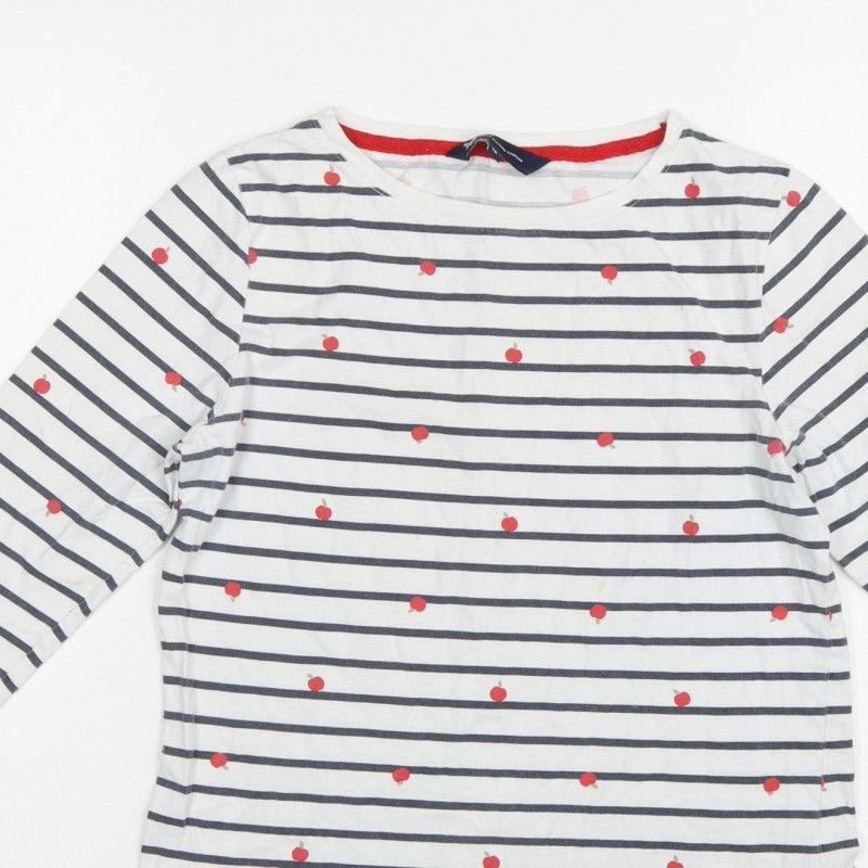 Crew Clothing Company Women’s White Stripe Apple Jersey Top UK 12