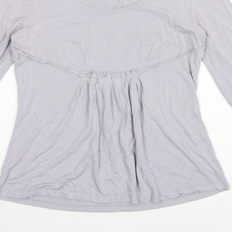 Lauren Vidal Women Grey XL Ruffle Tunic Blouse Long Sleeve Stretch