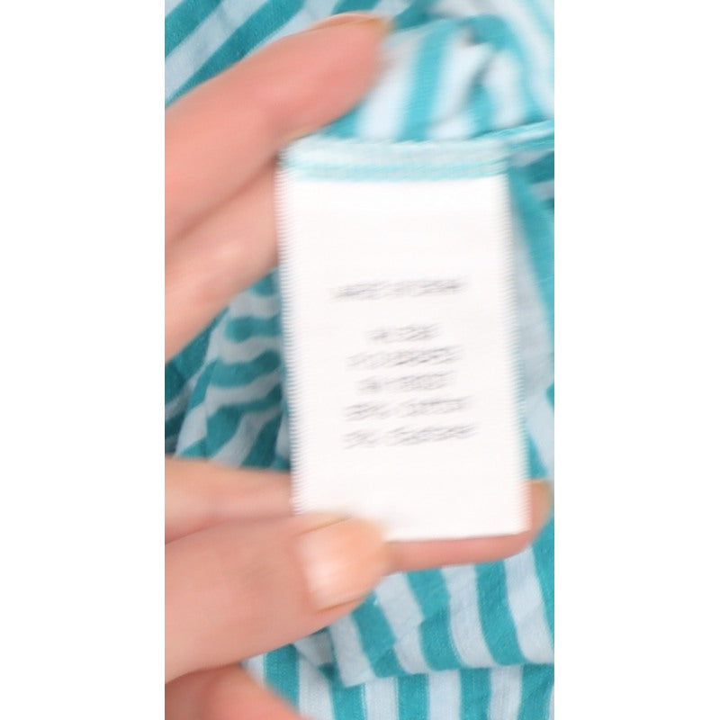 Boden Women Blue Striped Size 12 Long Sleeve V-Neck Henley T-Shirt