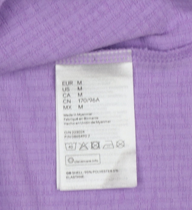 H&M Women Purple M Rib Knit Tie Front Wrap Blouse Long Sleeve