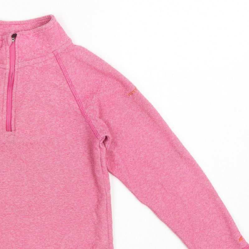 Trespass Girls Pink 5-6 Years 1/4 Zip Fleece Pullover Sweatshirt