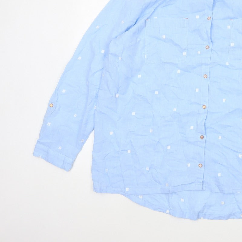 White Stuff Women’s Blue Polka Dot Cotton Tunic Shirt UK 20