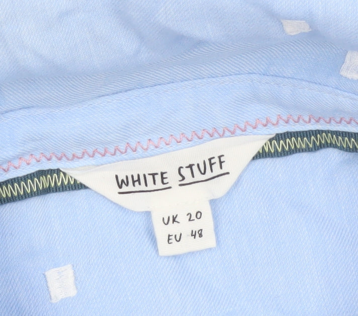 White Stuff Women’s Blue Polka Dot Cotton Tunic Shirt UK 20