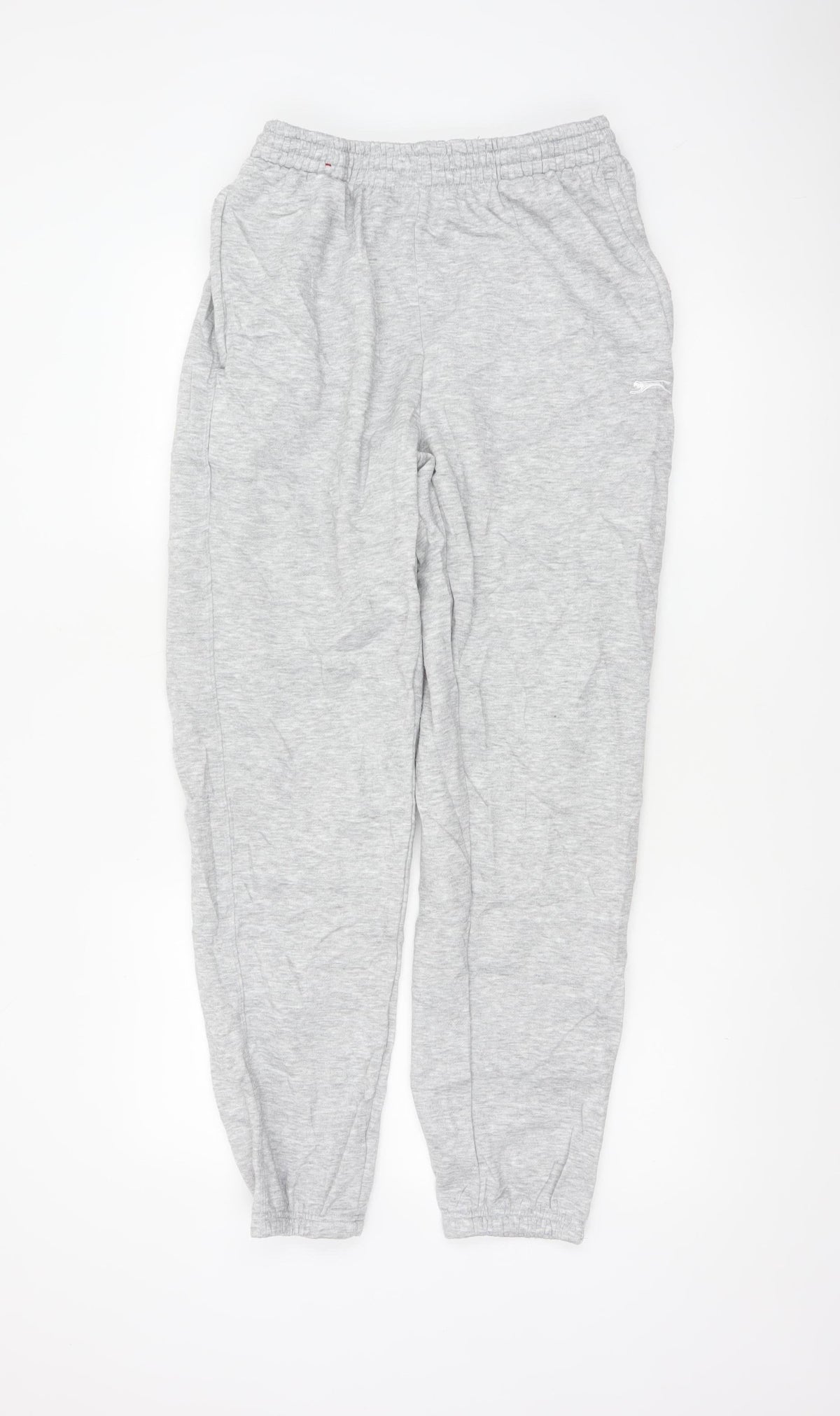 Back view of Slazenger Men Grey M Fleece Jogger Sweatpants Elastic Waist Logo