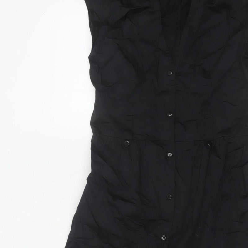 Jasper Conran Women Black UK 8 Cotton Collared Shirt Dress