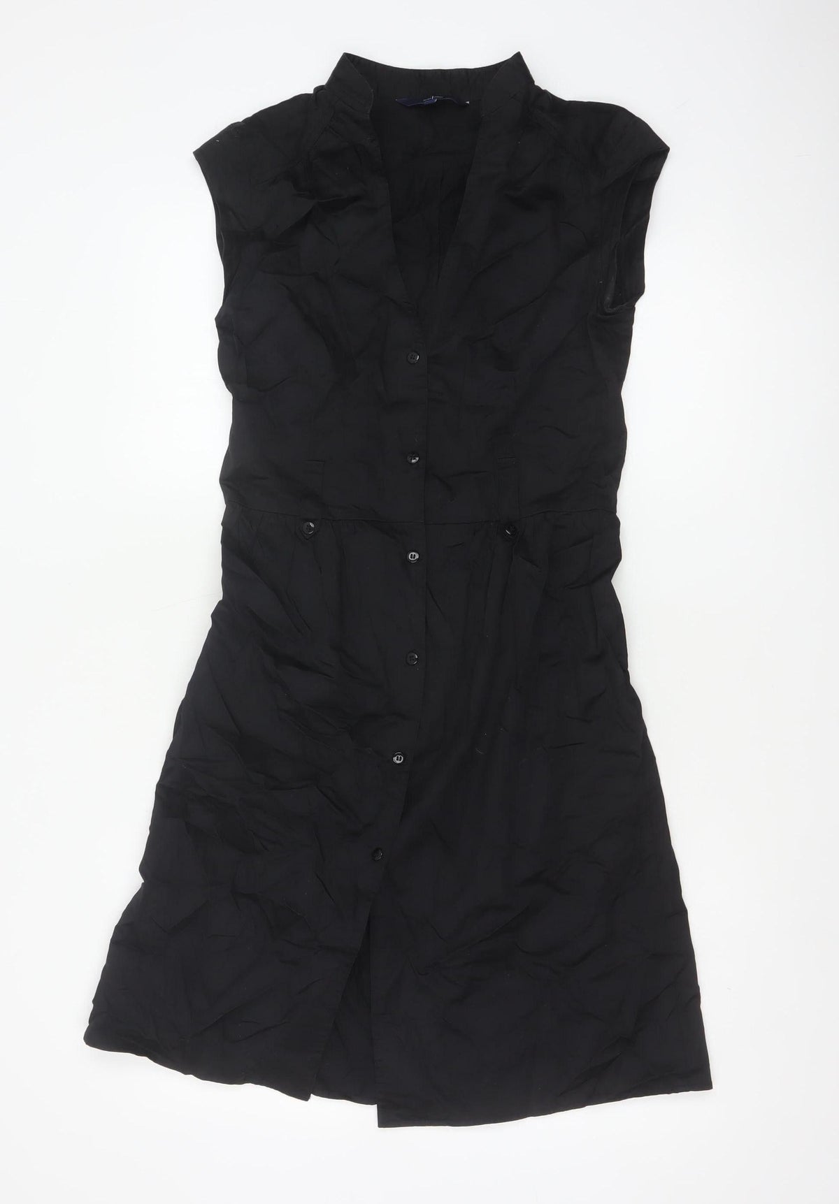 Jasper Conran Women Black UK 8 Cotton Collared Shirt Dress