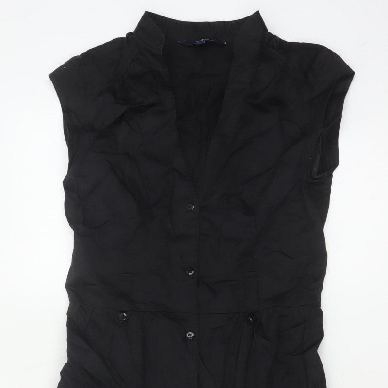 Jasper Conran Women Black UK 8 Cotton Collared Shirt Dress