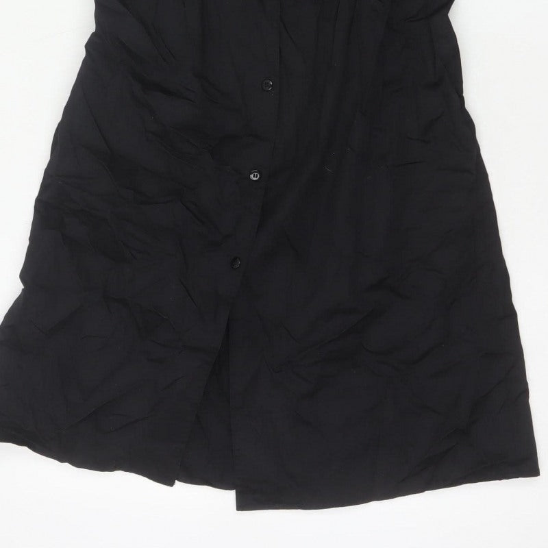 Jasper Conran Women Black UK 8 Cotton Collared Shirt Dress