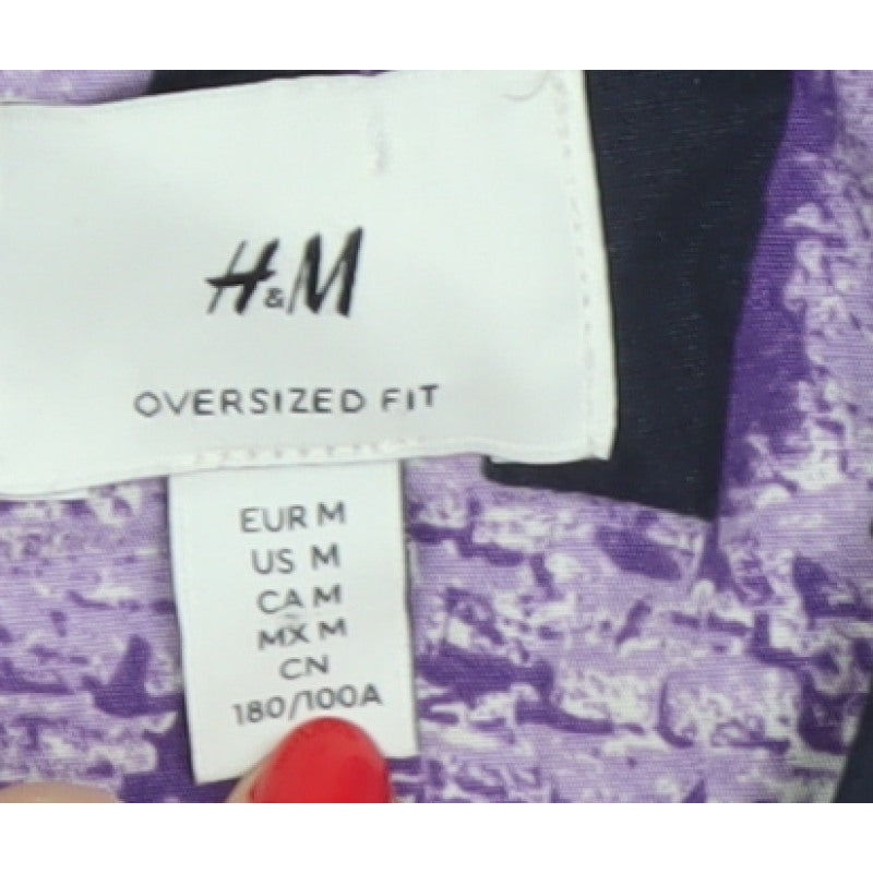 H&M Men’s Blue Purple M Oversized Graphic Print Cotton Shirt
