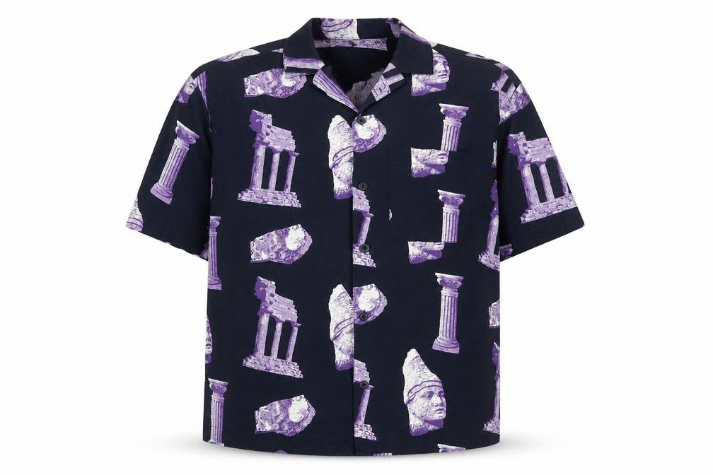 H&M Men’s Blue Purple M Oversized Graphic Print Cotton Shirt