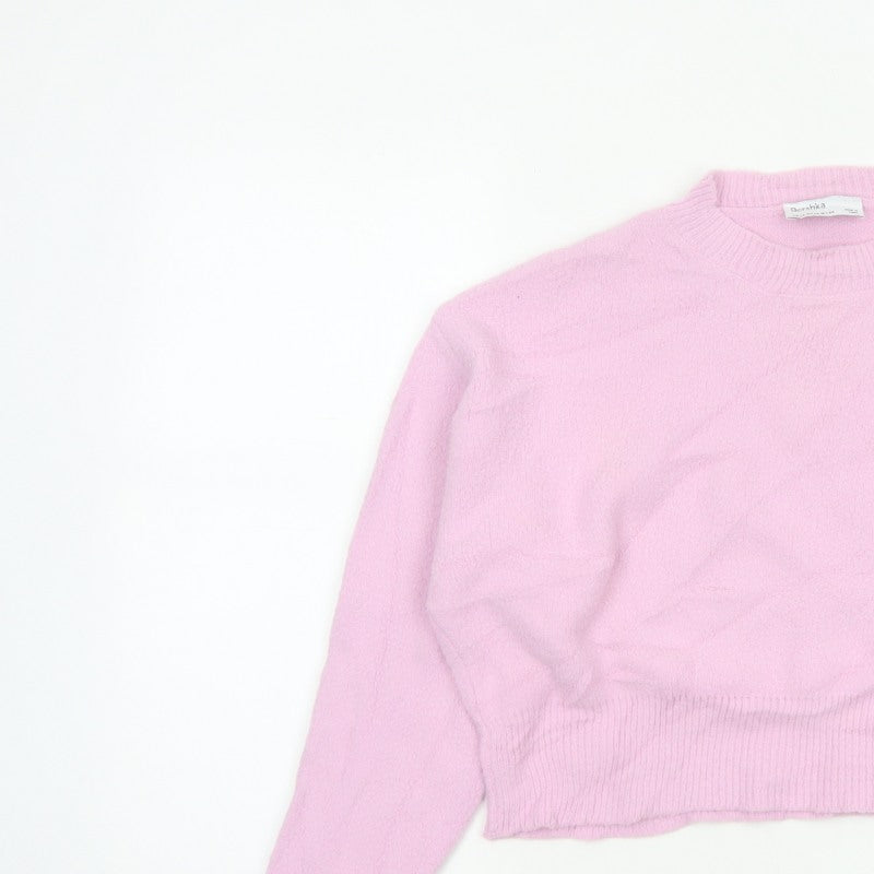Bershka Women’s Pink UK 6 Mock Neck Knit Pullover Jumper