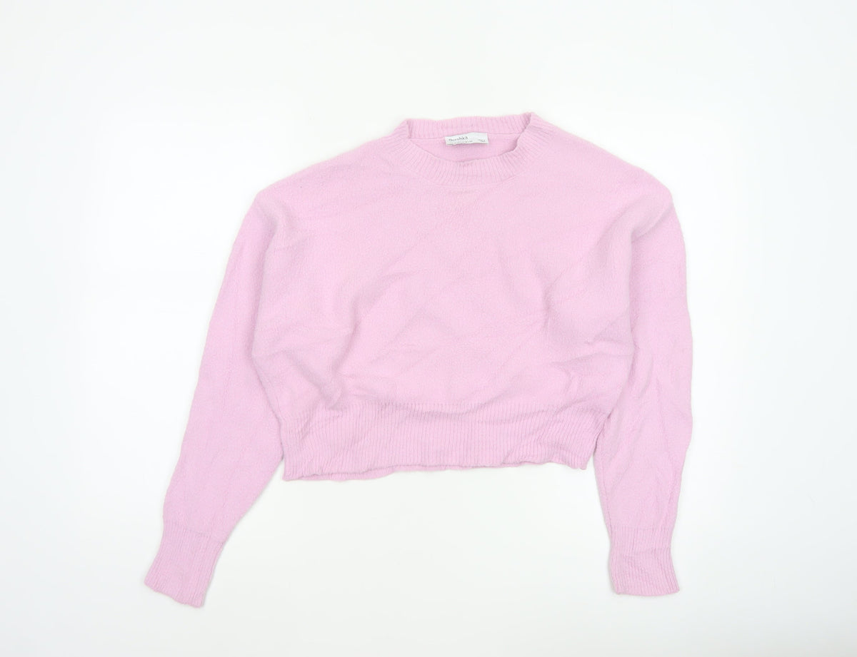 Bershka Women’s Pink UK 6 Mock Neck Knit Pullover Jumper