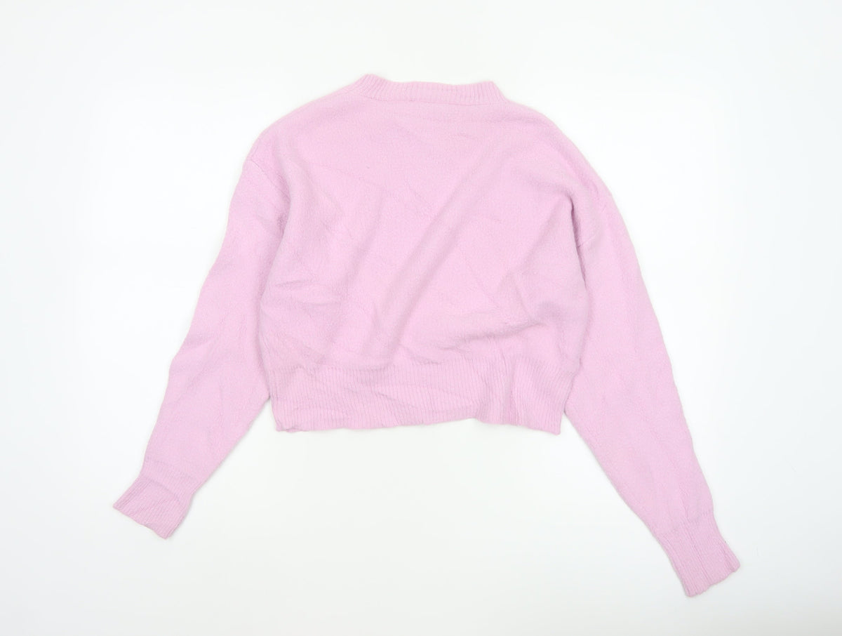 Bershka Women’s Pink UK 6 Mock Neck Knit Pullover Jumper