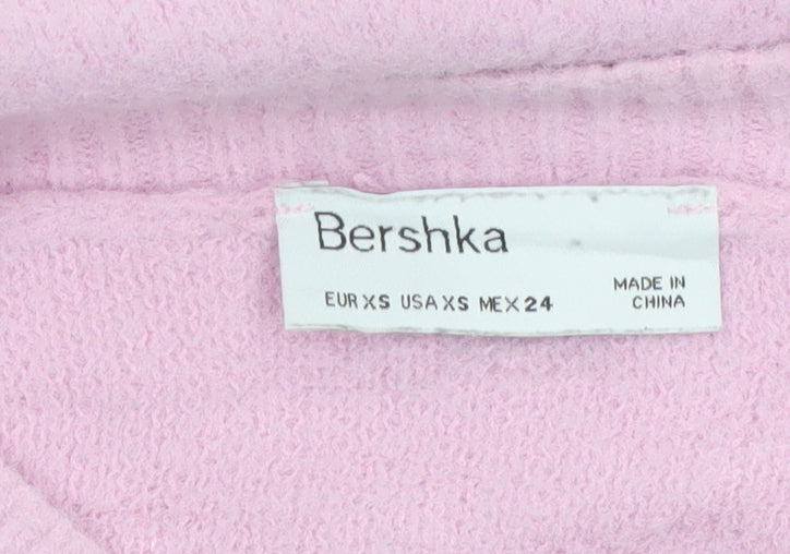 Bershka Women’s Pink UK 6 Mock Neck Knit Pullover Jumper