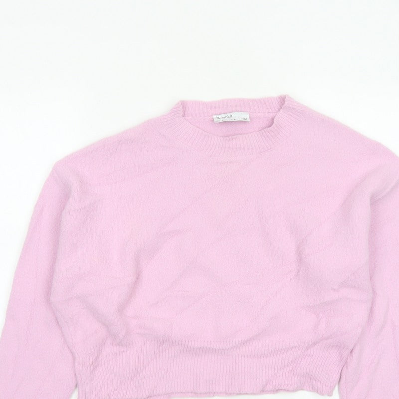 Bershka Women’s Pink UK 6 Mock Neck Knit Pullover Jumper