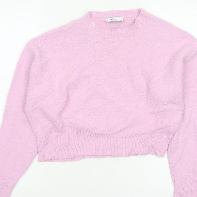 Bershka Women’s Pink UK 6 Mock Neck Knit Pullover Jumper