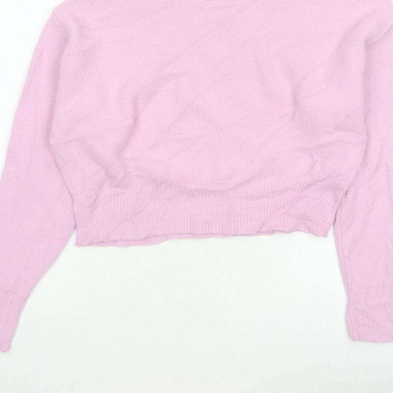 Bershka Women’s Pink UK 6 Mock Neck Knit Pullover Jumper