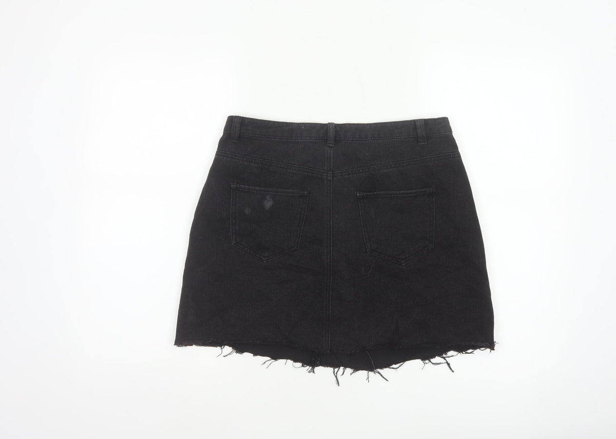Denim Co Women’s Black UK 12 High Rise Stripe Denim Mini Pencil Skirt