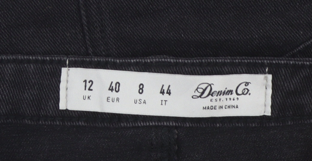 Denim Co Women’s Black UK 12 High Rise Stripe Denim Mini Pencil Skirt