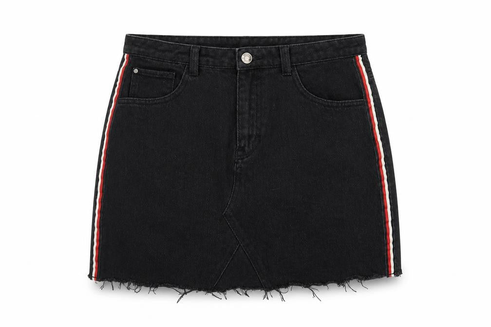Denim Co Women’s Black UK 12 High Rise Stripe Denim Mini Pencil Skirt